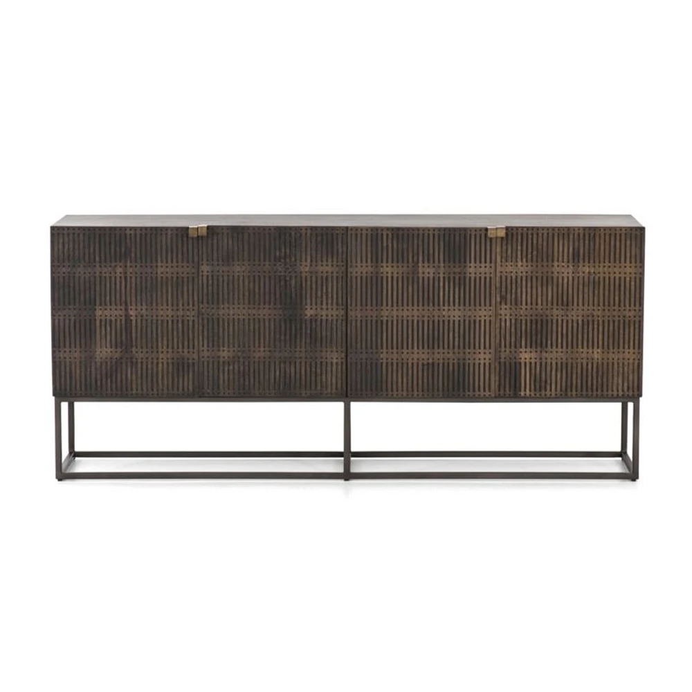 Ivan 69" Wood and Iron Storage Media Console