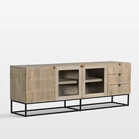 Ivan 79" Light Wash Mango Wood Media Console with Drawers