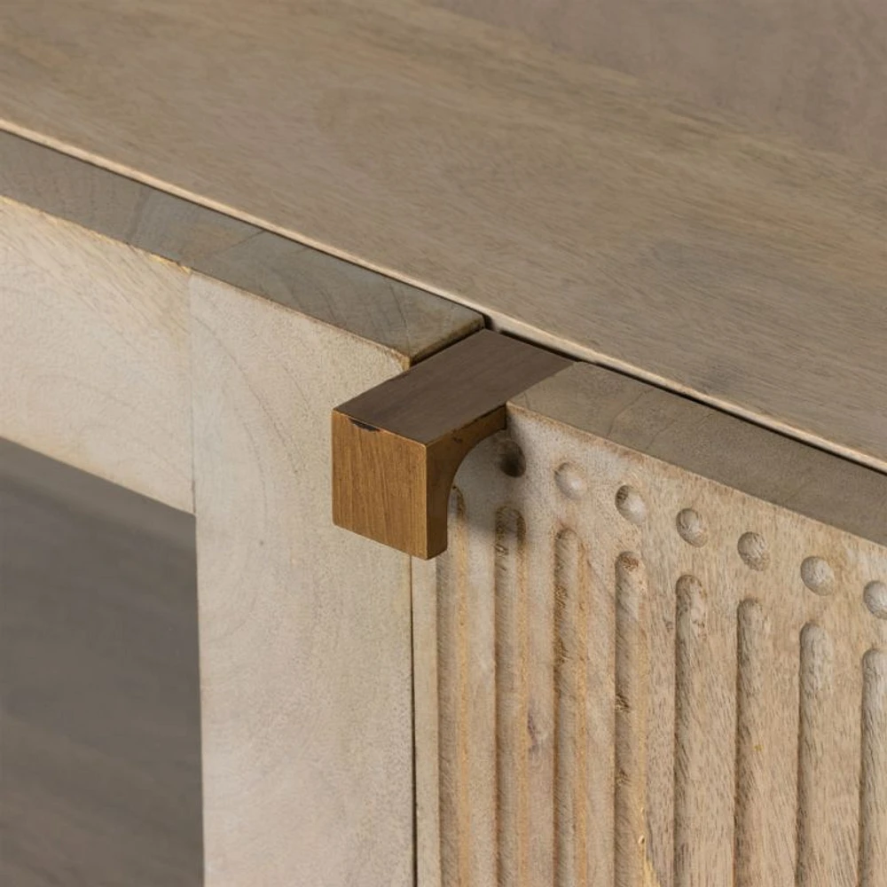 Ivan 79" Light Wash Mango Wood Media Console with Drawers