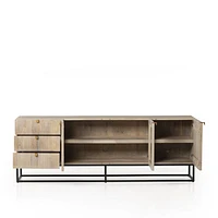 Ivan 79" Light Wash Mango Wood Media Console with Drawers