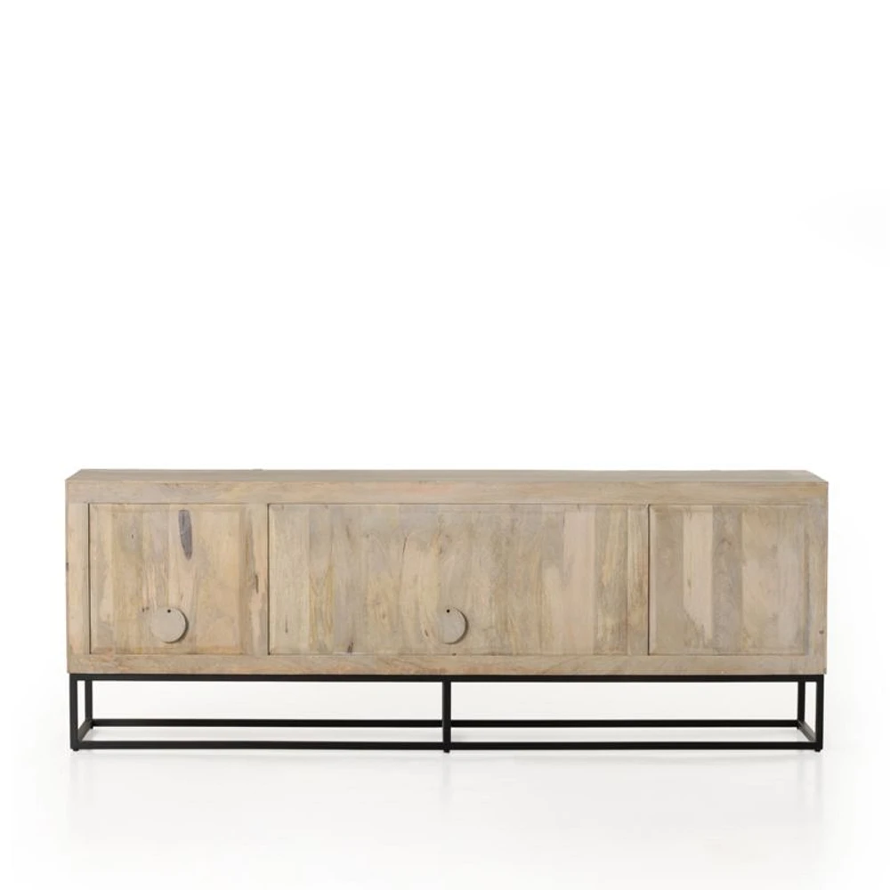 Ivan 79" Light Wash Mango Wood Media Console with Drawers