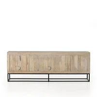 Ivan 79" Light Wash Mango Wood Media Console with Drawers