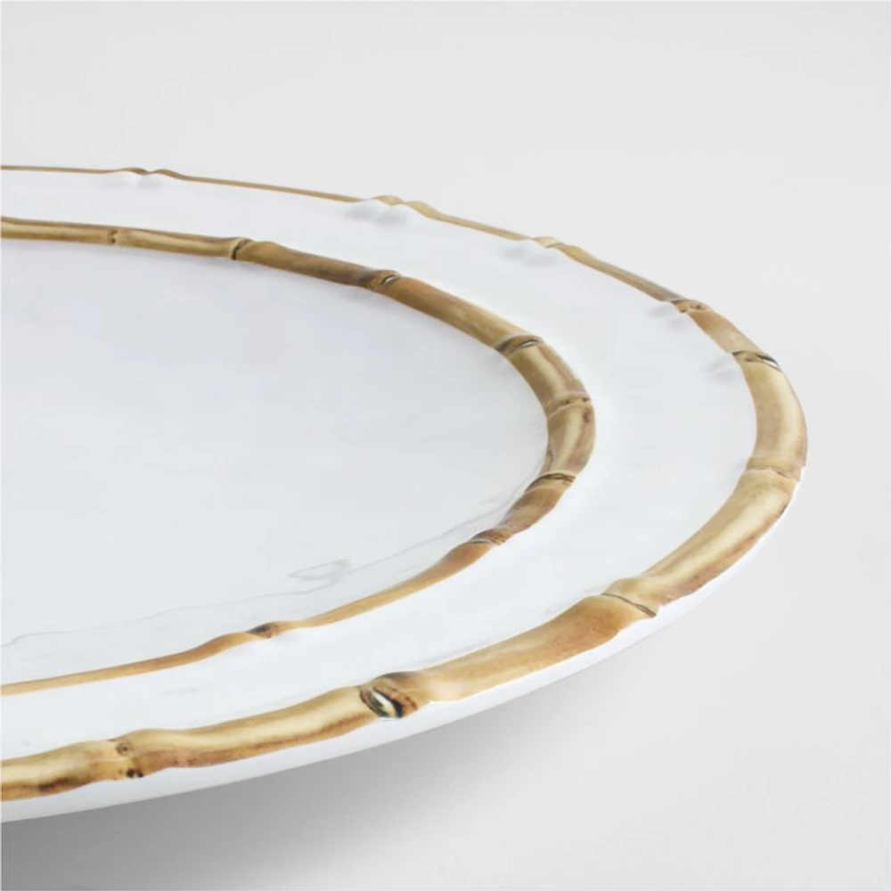Abbott Round White and Bamboo Outdoor Melamine Platter by Jake Arnold