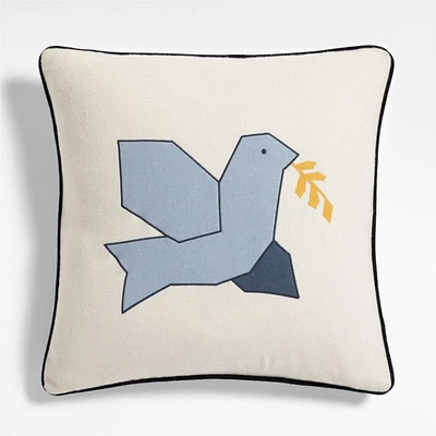 Dove 23x23 Deep Indigo Blue Multi Throw Pillow Cover by Joan Anderson