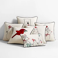 Arctic Friend Snowman 23"x23" Ivory Multi Throw Pillow Cover by Joan Anderson
