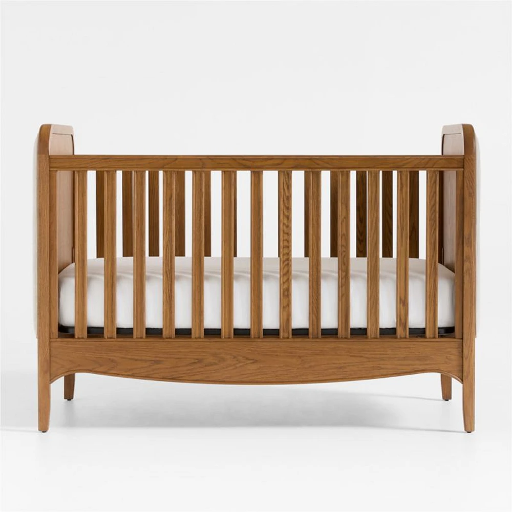 Bacton Oak Wood Convertible Baby Crib with Toddler Bed Rail by Jake Arnold