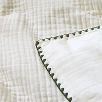 Beckett Pampas Ivory Supersoft Luxe Embroidered Beachglass Green Edge Kids Full/Queen Duvet By Jake Arnold
