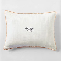 Beckett Pampas Ivory Supersoft Luxe Embroidered Sunwashed Pink Edge Kids Sham By Jake Arnold