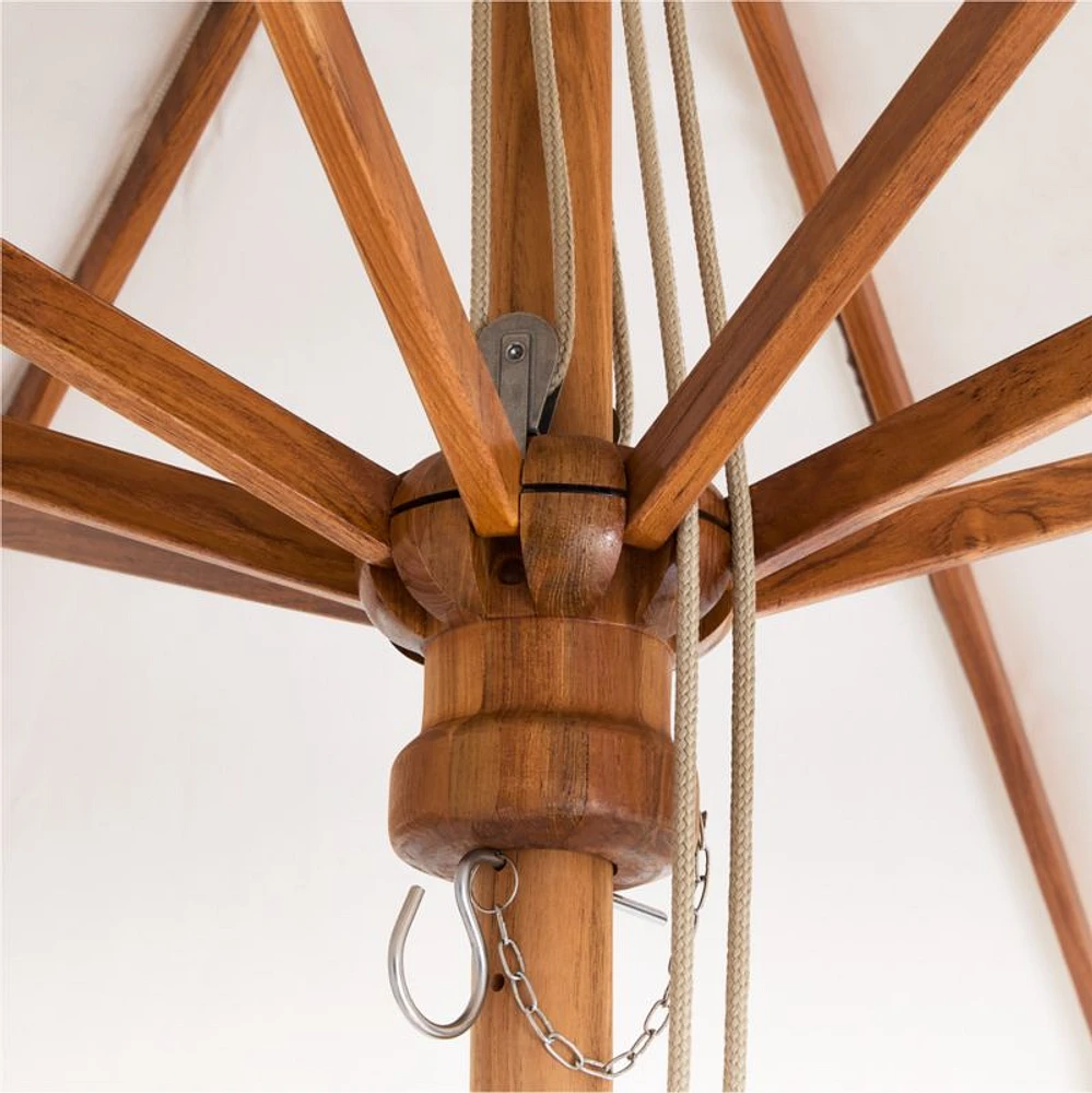 The Cobden 9' Round Teak Outdoor Umbrella by Jake Arnold