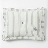 Edward Blue Sea Turtle Ticking Stripe Kids Sham by Jake Arnold