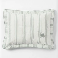 Edward Blue Sea Turtle Ticking Stripe Kids Sham by Jake Arnold