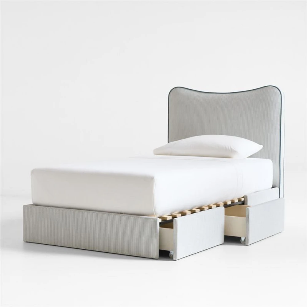 Everett Ocean Green Upholstered Kids Twin Bed by Jake Arnold