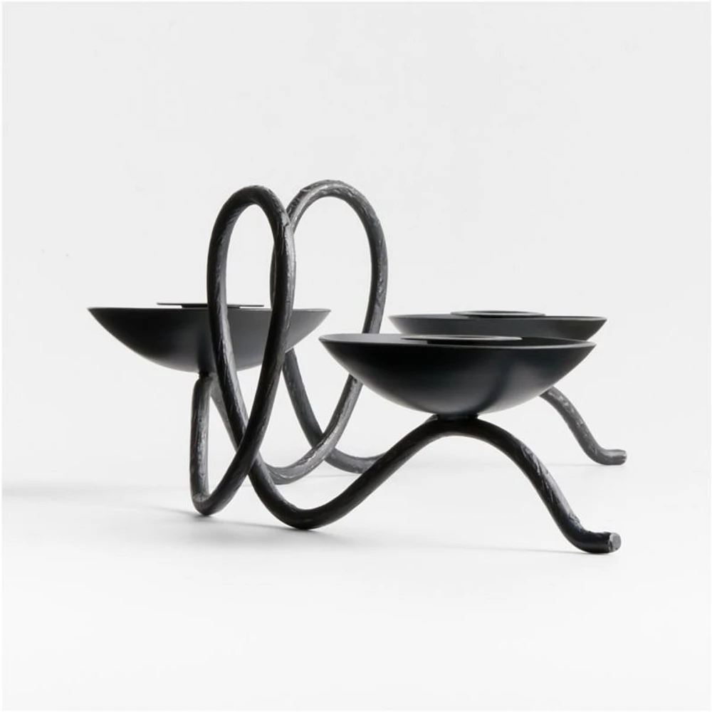 Hand-Forged Black Metal Taper Candle Holder Centerpiece by Jake Arnold