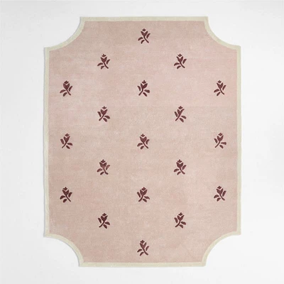 12th Street Floral Cut-Out Edges Wool and Tencel Kids Area Rug 5x8 by Jeremiah Brent