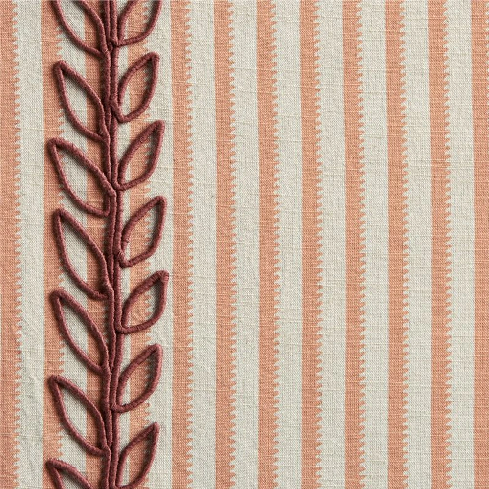 Charles Street Poppy Coral Embroidered Yarn-Dyed Blackout Window Curtain Panel 44"x63" by Jeremiah Brent