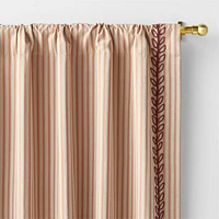 Charles Street Poppy Coral Embroidered Yarn-Dyed Blackout Window Curtain Panel 44"x63" by Jeremiah Brent