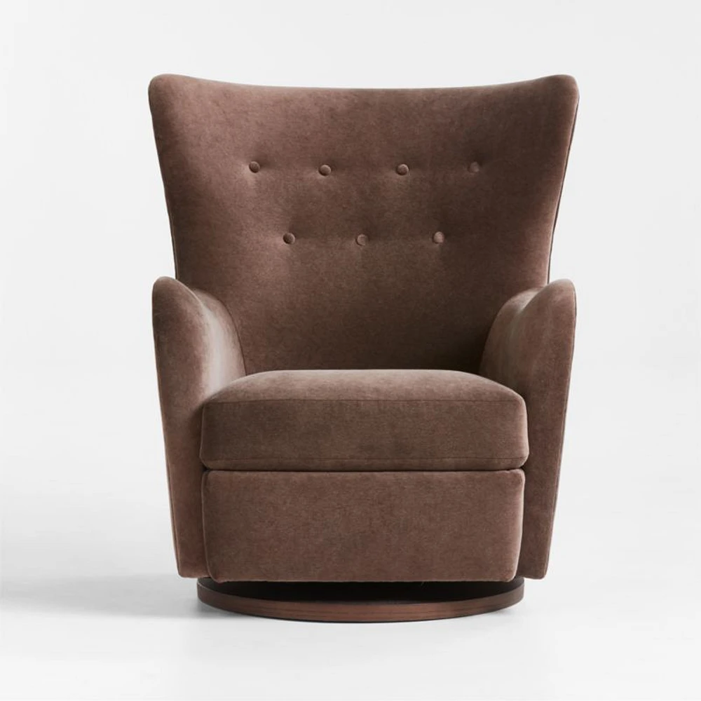 Embrace Chocolate Brown Velvet Swivel Glider Nursery Chair by Jeremiah Brent