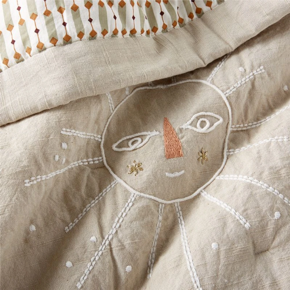 Gwen Embroidered Organic Cotton Baby Crib Quilt by Jeremiah Brent
