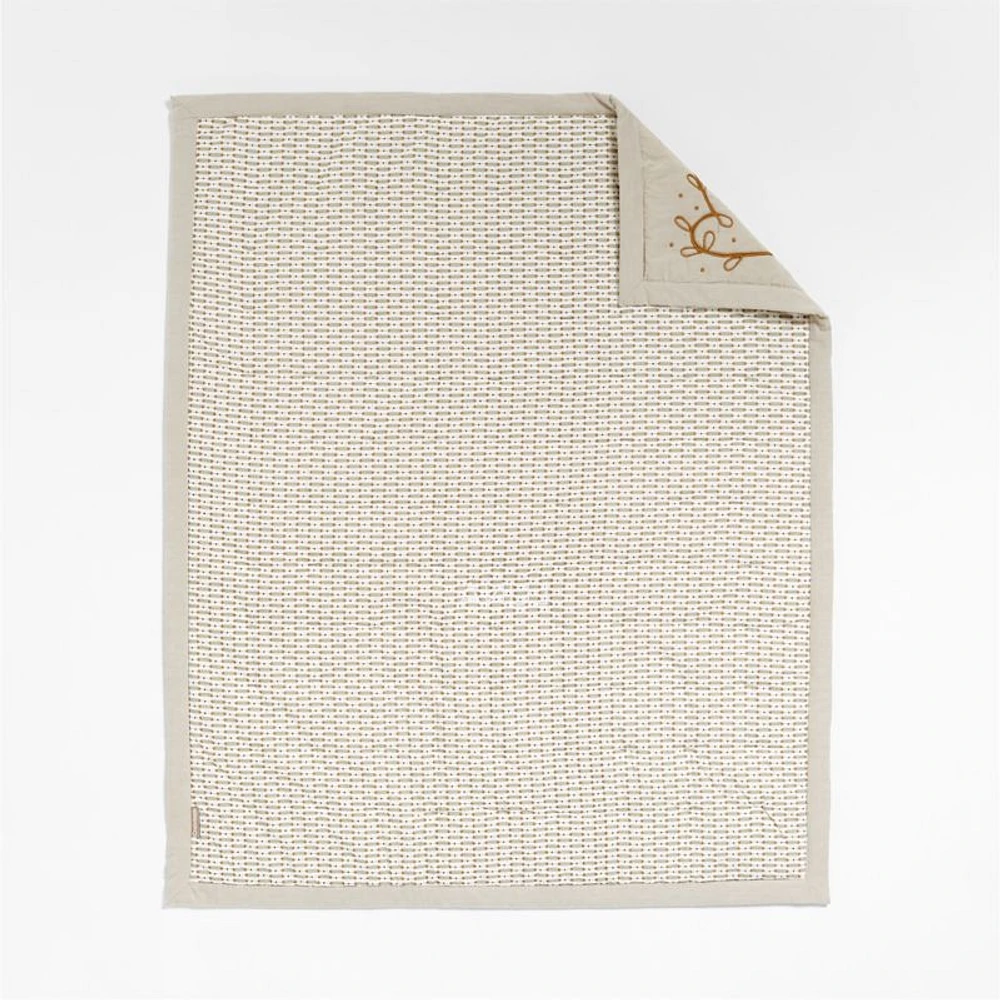 Gwen Embroidered Organic Cotton Baby Crib Quilt by Jeremiah Brent
