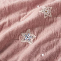 Heirloom Embroidered Organic Cotton Velvet Kids Twin Quilt by Jeremiah Brent