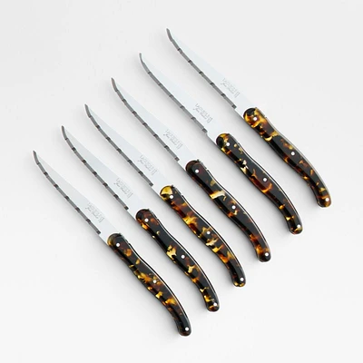 Jean Dubost Laguiole ® Acrylic Tortoiseshell Steak Knives, Set of 6