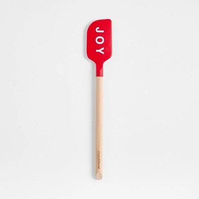 "JOY" Red Silicone and Wood Spatula