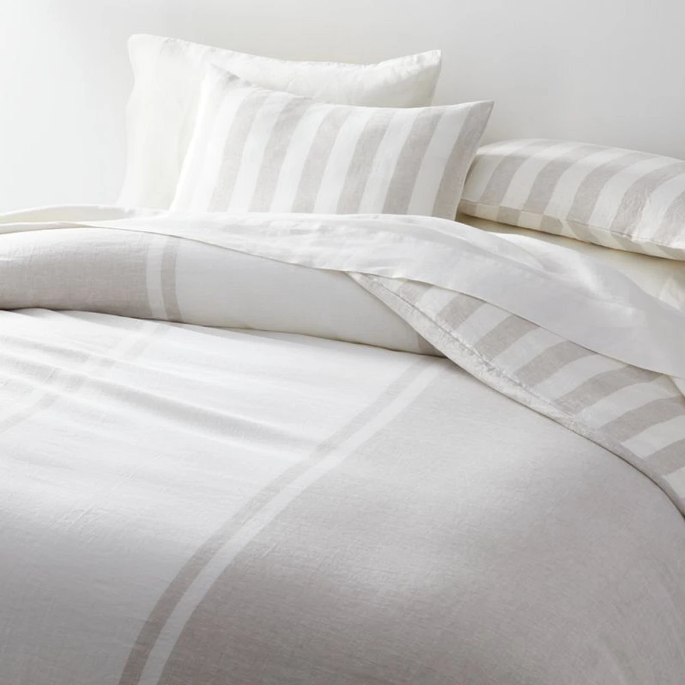 Jackie Stripe Linen Natural Standard Sham by Leanne Ford