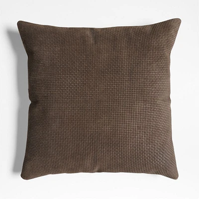 Jackson Deep Brown Basketweave Leather 23x23 Throw Pillow Cover
