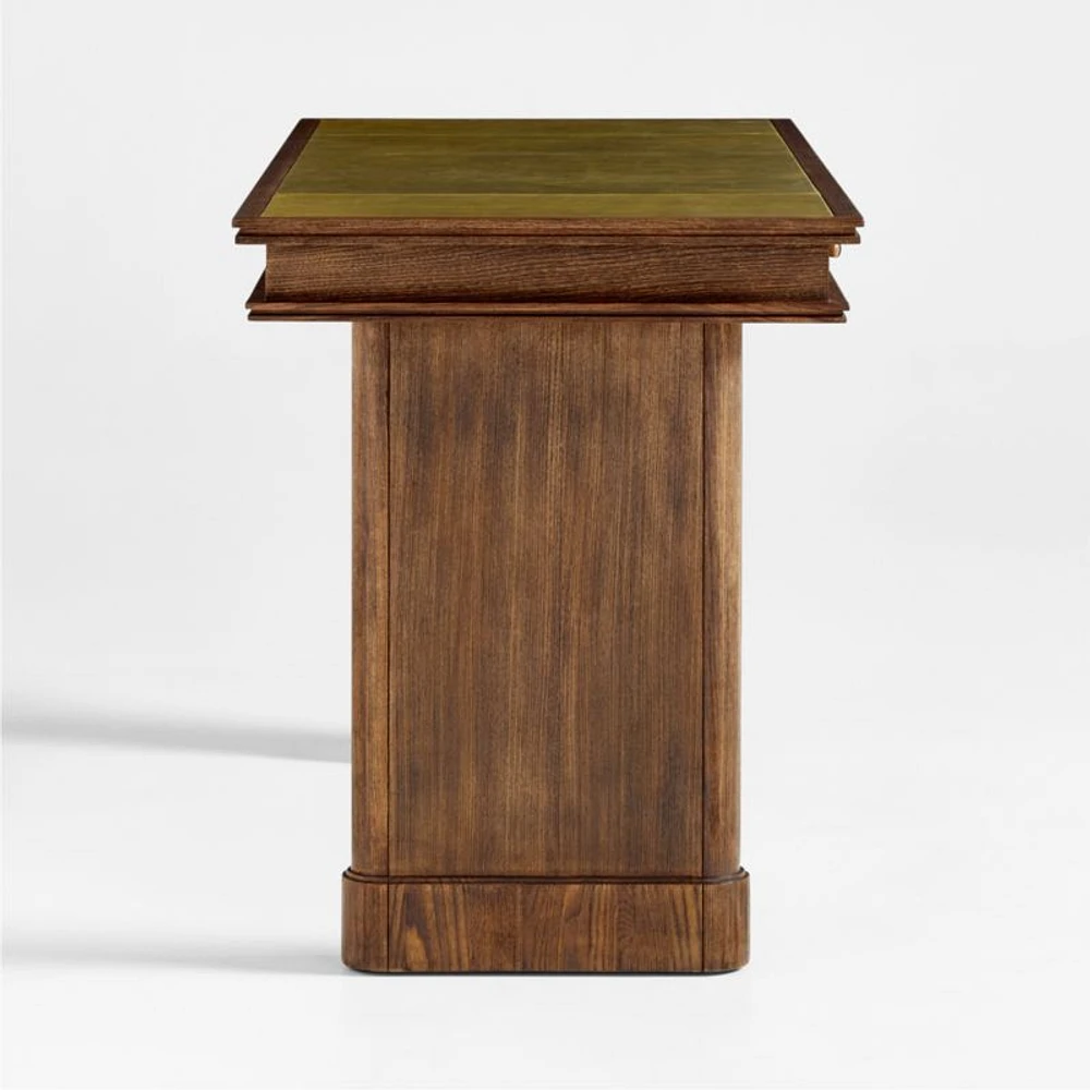 Jake Cocoa Leather and Elm Wood Desk with Drawers by Jake Arnold