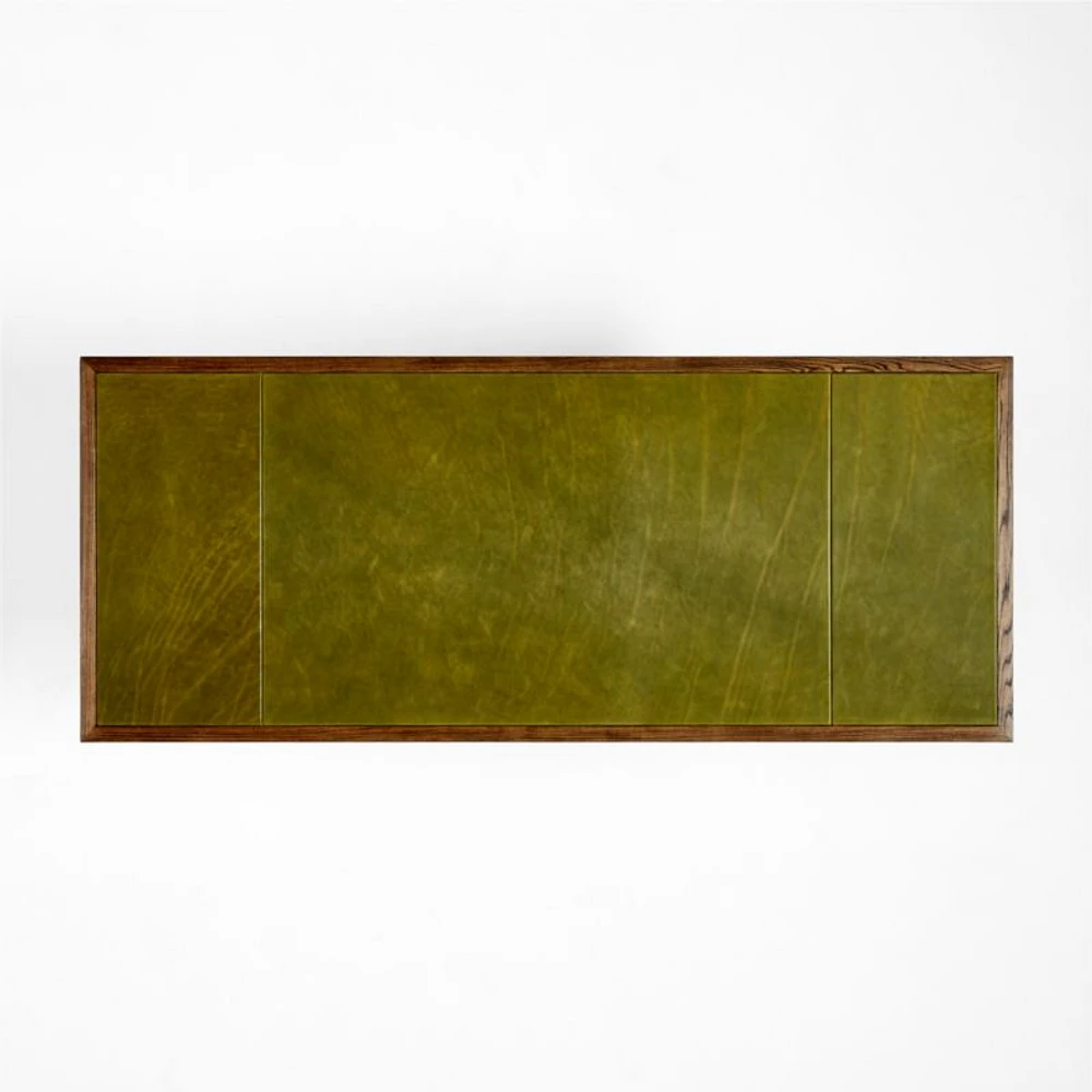 Jake Cocoa Leather and Elm Wood Desk with Drawers by Jake Arnold