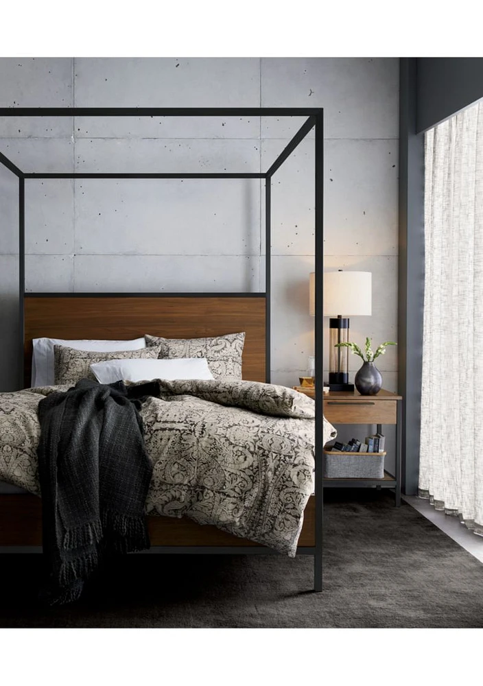 James Walnut with Black Frame Nightstand