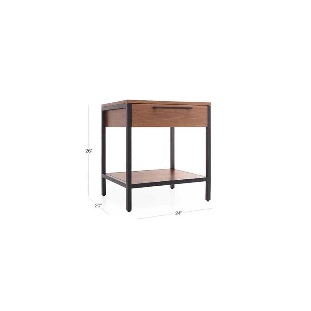 James Walnut with Black Frame Nightstand