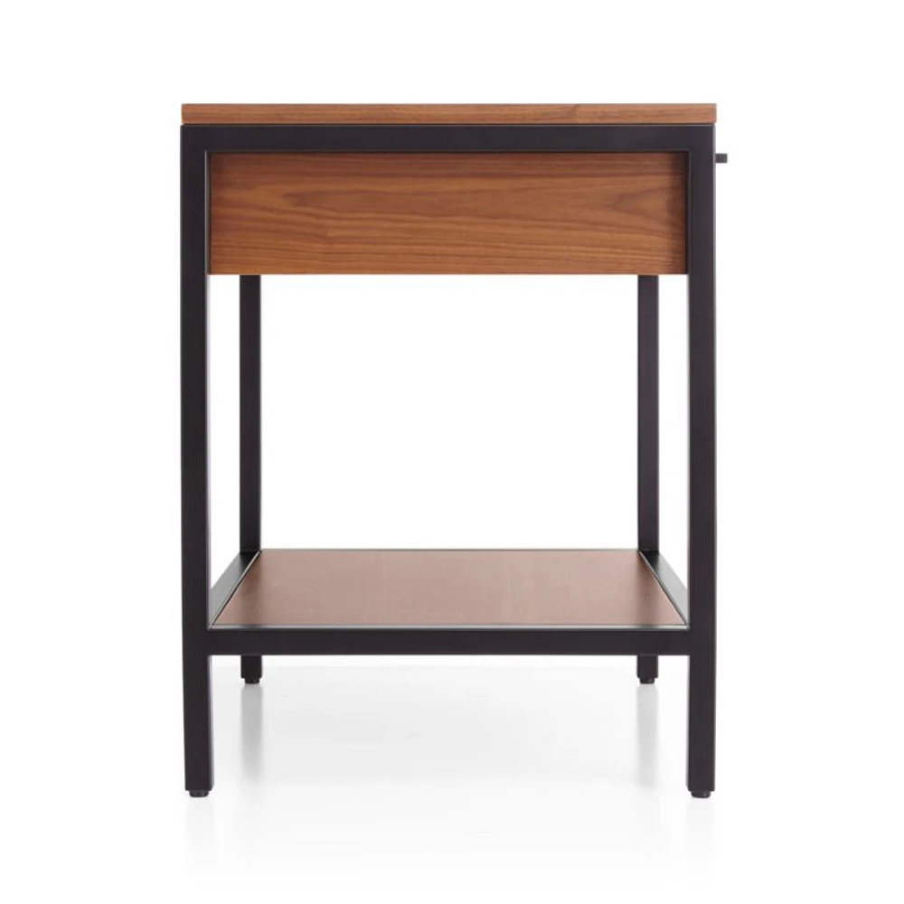James Walnut with Black Frame Nightstand