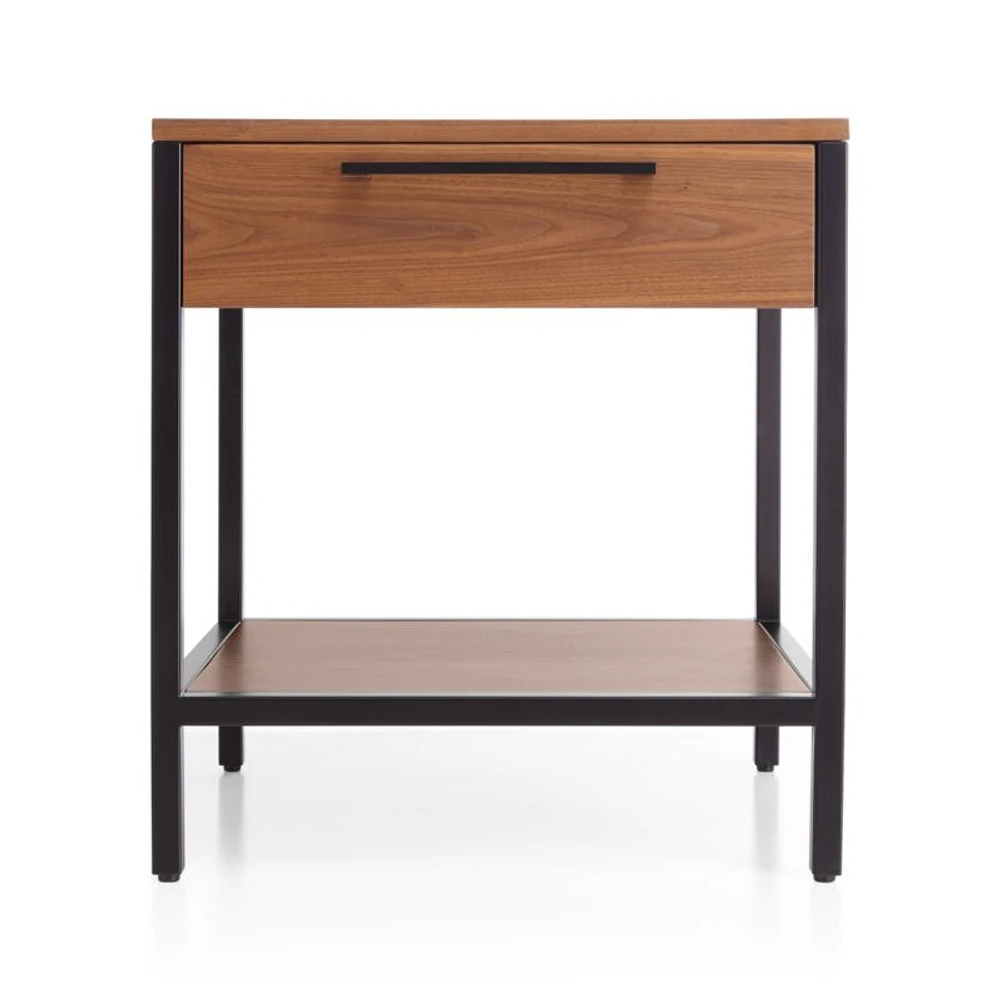 James Walnut with Black Frame Nightstand