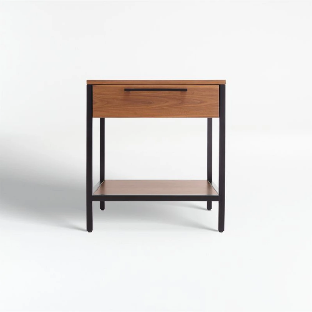 James Walnut with Black Frame Nightstand