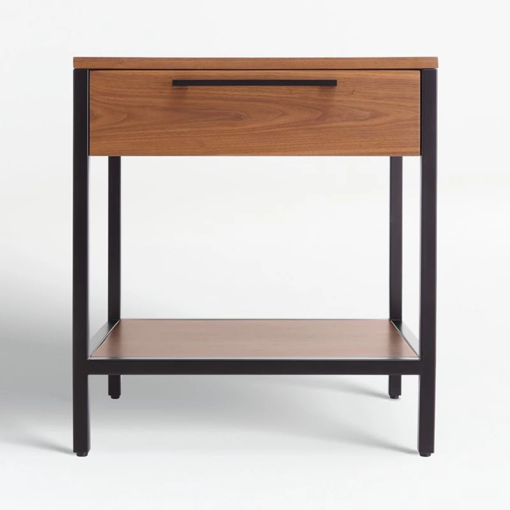 James Walnut with Black Frame Nightstand