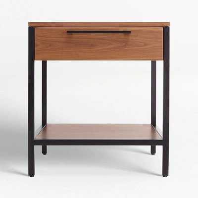 James Walnut with Black Frame Nightstand