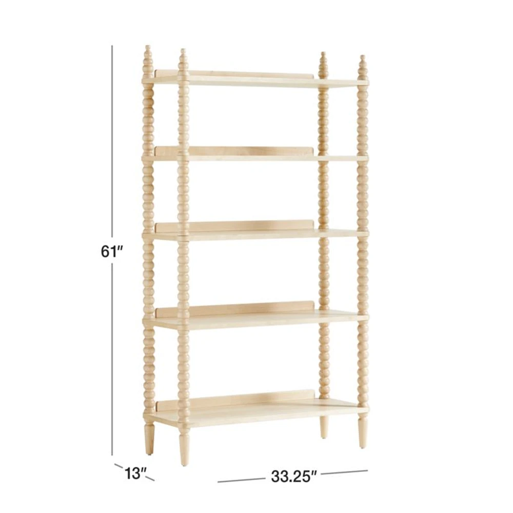 Jenny Lind Maple Wood Spindle 5-Shelf Bookcase
