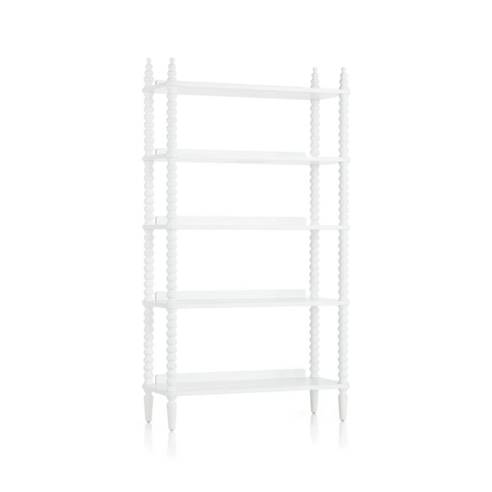 Jenny Lind White Wood Spindle 5-Shelf Bookcase