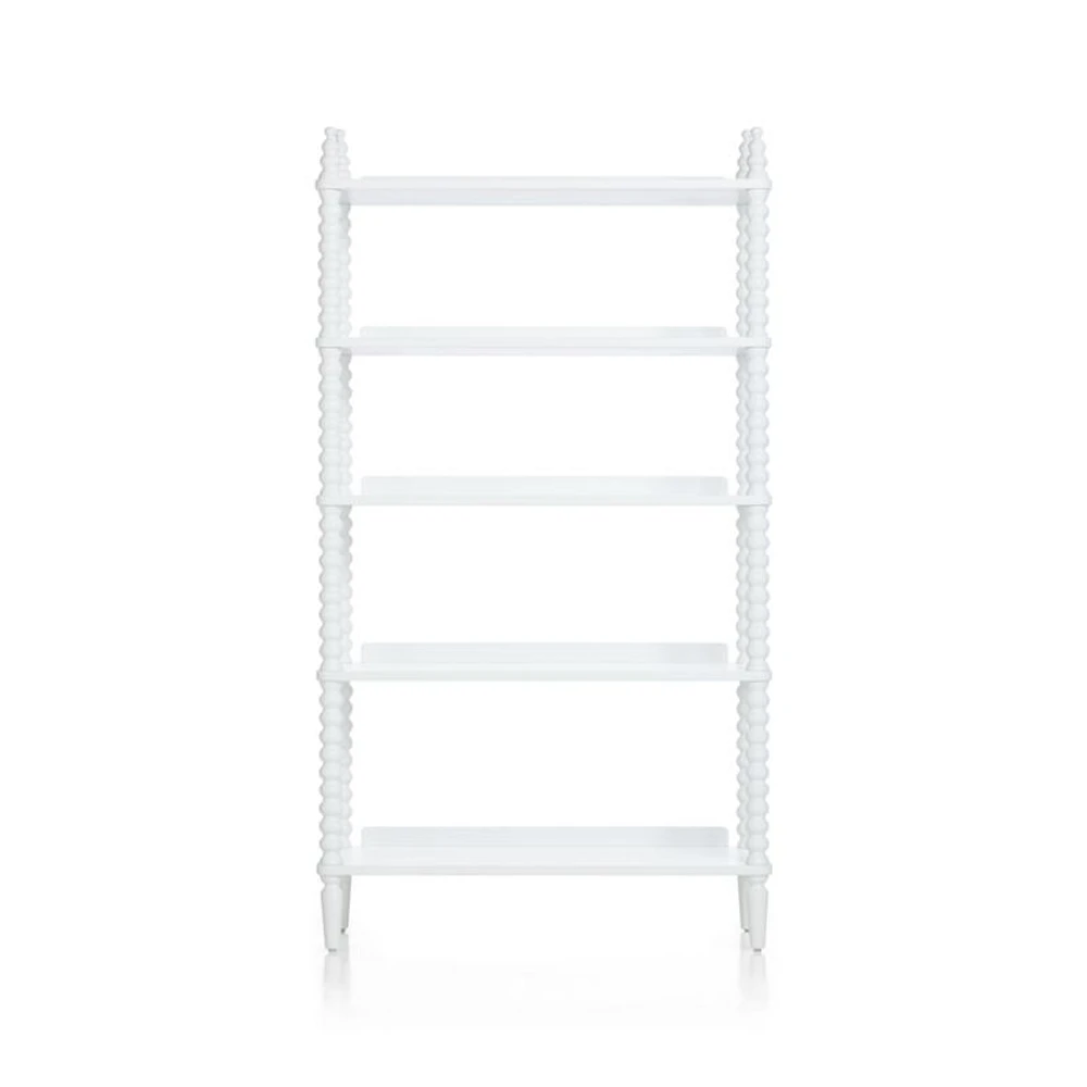 Jenny Lind White Wood Spindle 5-Shelf Bookcase