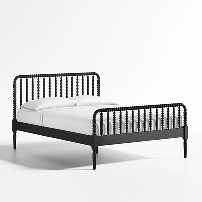 Jenny Lind Black Wood Spindle Kids Queen Bed