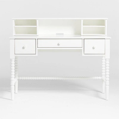 Jenny Lind White Wood Spindle 3-Drawer Kids Desk with Hutch