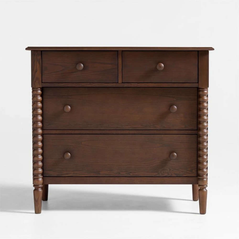 Jenny Lind Deep Brown Wood Narrow 4-Drawer Kids Dresser