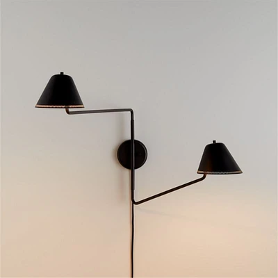 Jensen Black Adjustable Metal 2-Light Wall Sconce Set of 2