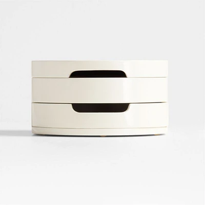 Cream White Wood Jewelry Box