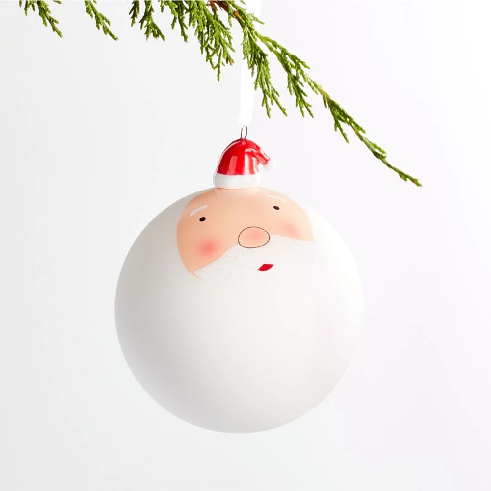 Jolly Santa Ball Christmas Tree Ornament with Ceramic Hat, Set of 4