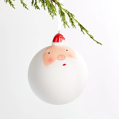 Jolly Santa Ball Christmas Tree Ornament with Ceramic Hat, Set of 4