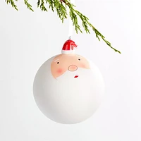 Jolly Santa Ball Christmas Tree Ornament with Ceramic Hat, Set of 4
