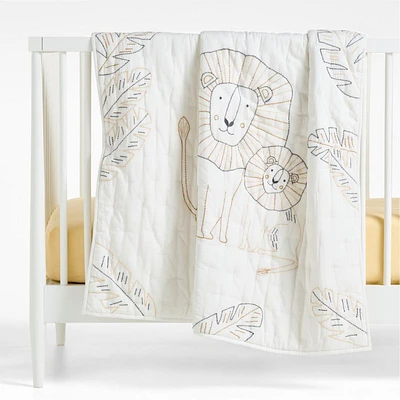 Jungle Lion Organic Cotton Baby Crib Quilt
