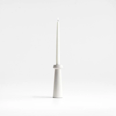 Katin Small White Wood Taper Candle Holder 8"